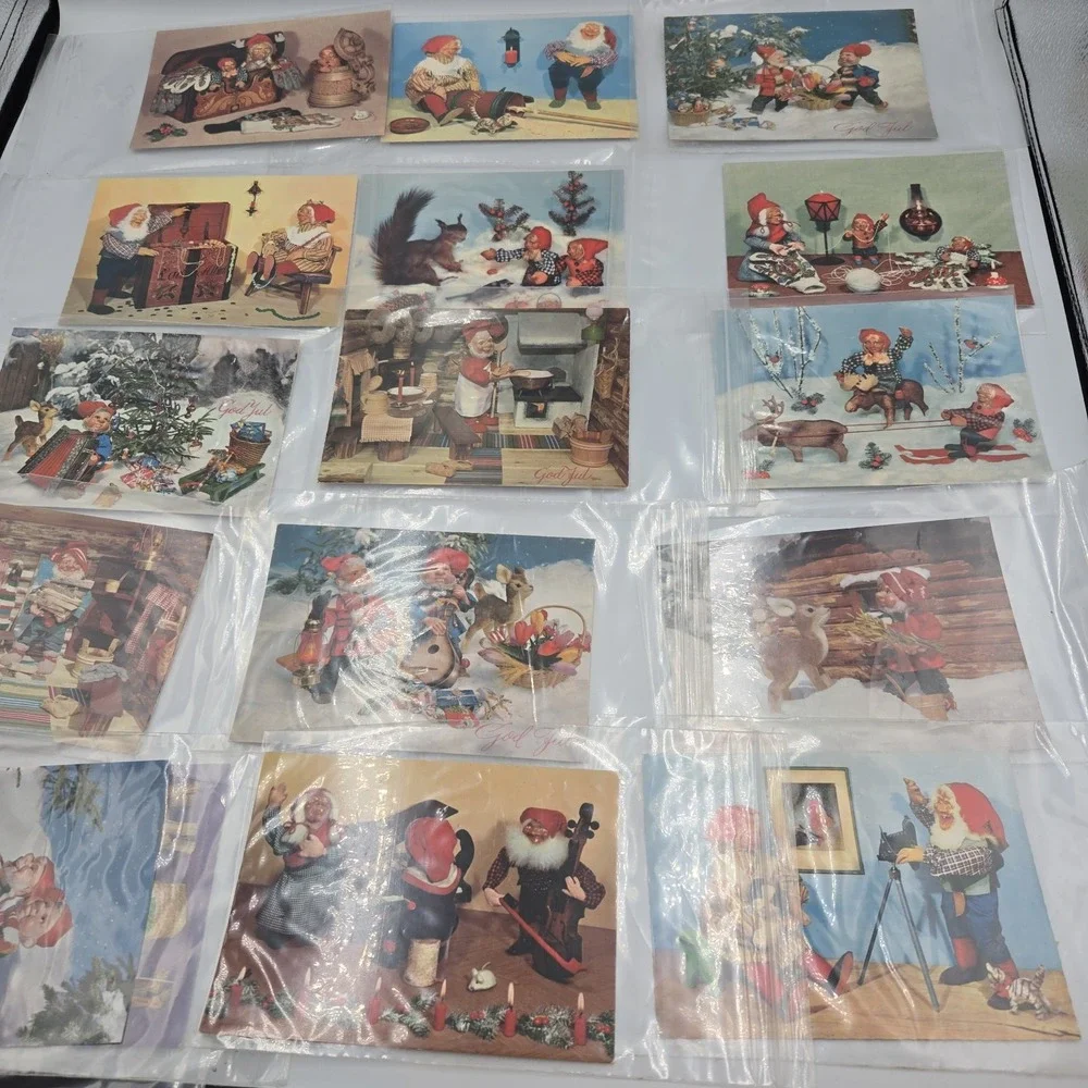 (16) c1910's Christmas Elf Gnomes Nisse‎ Winter Scenes Posted Antique Unused